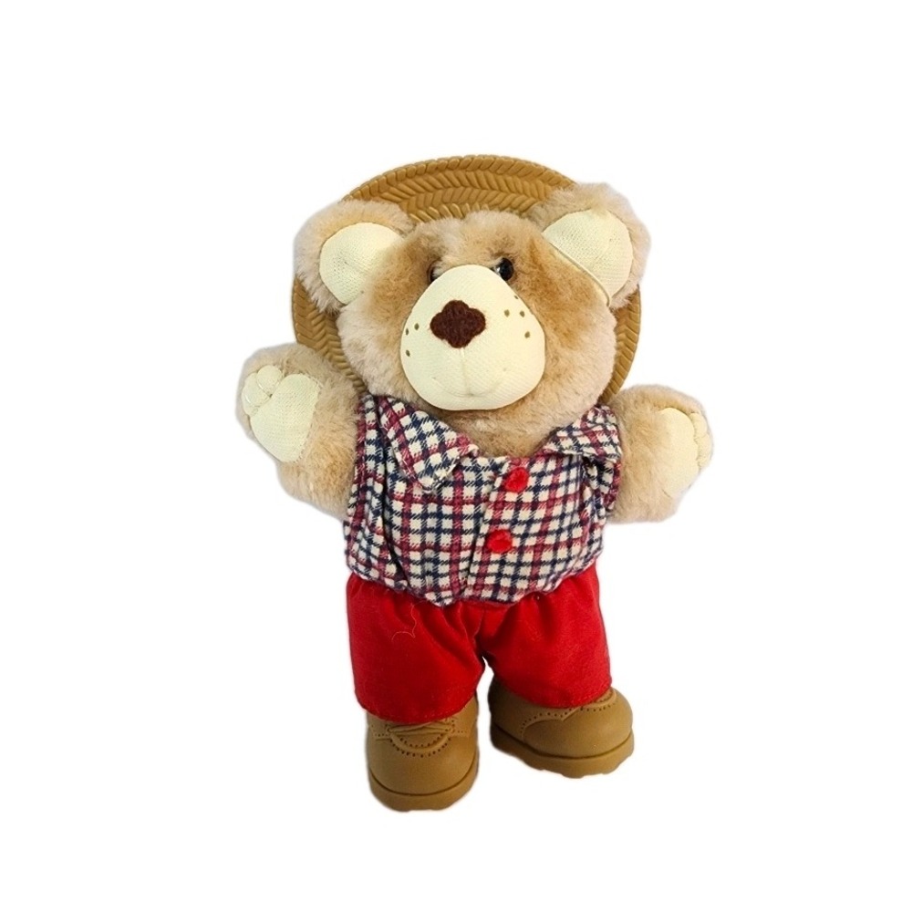 Russ‎ Berrie Teddy Bear Plush Stuffed Animal Farmer Outfit Straw Hat Boots